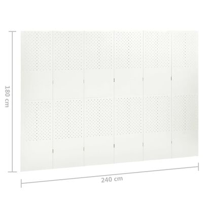 vidaXL Biombo divisor de 6 paneles acero blanco 240x180 cm