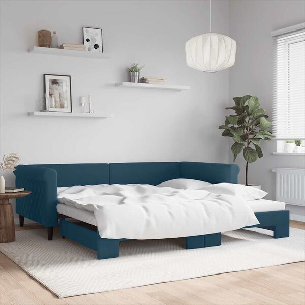 vidaXL Sof&aacute; cama nido terciopelo azul 100x200 cm