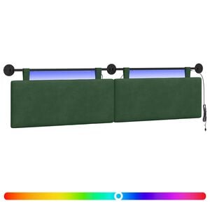 vidaXL Cabecero colgante Con luz LED Verde Selva Tela de Pana