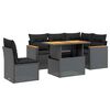 vidaXL Set de sof&aacute;s de jard&iacute;n 6 piezas y cojines rat&aacute;n sint&eacute;tico negro