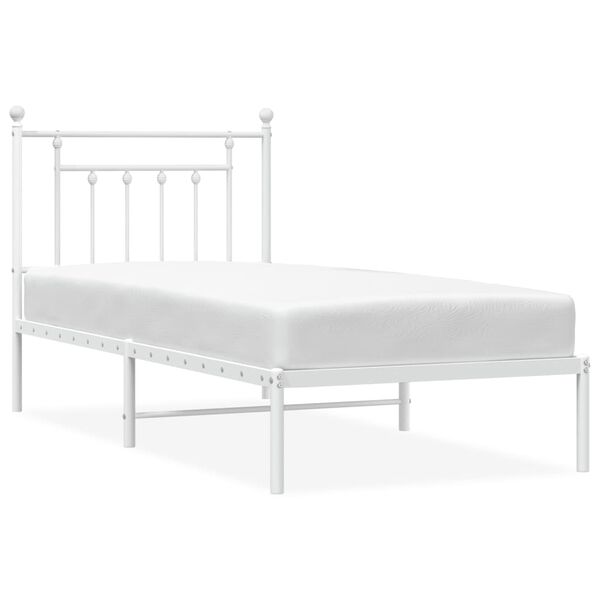 vidaXL Estructura cama sin colchón con cabecero metal blanco 90x200 cm