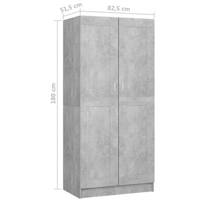 vidaXL Armario de madera contrachapada gris hormigón 82,5x51,5x180 cm