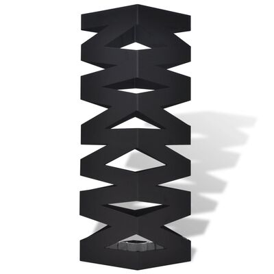 vidaXL Paragüero cuadrado soporte para bastones de acero negro 48,5 cm