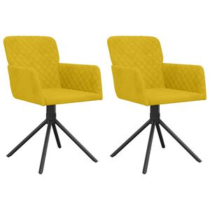vidaXL Sillas de comedor giratorias 2 uds terciopelo amarillo