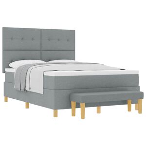 vidaXL Cama tipo Box Spring con colch&oacute;n Gris claro 140 x 190 cm tela