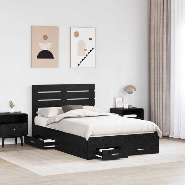 vidaXL Estructura de cama con caj&oacute;n con cabecera Madera contrachapada