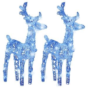 vidaXL Renos de Navidad 2 unidades 80 LED acr&iacute;lico azul