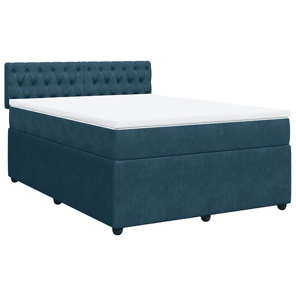 vidaXL Cama box spring con colch&oacute;n terciopelo azul 140x190 cm