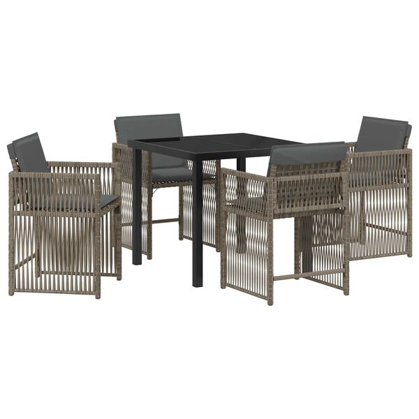 vidaXL Conjunto de Comedor de Jard&iacute;n 5 pcs Gris rat&aacute;n sint&eacute;tico