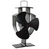 vidaXL Ventilador de estufa accionado por calor 3 aspas negro