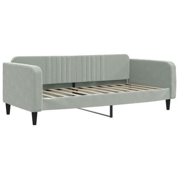 vidaXL Sof&aacute; cama sin colch&oacute;n terciopelo gris claro 90x190 cm