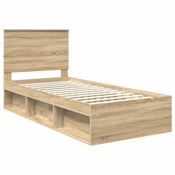 vidaXL Estructura de cama con cabecera Roble Sonoma 90 x 200 cm