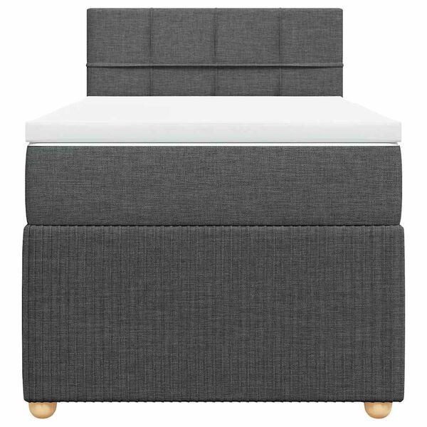 vidaXL Cama box spring con colch&oacute;n tela gris oscuro 100x200 cm