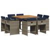 vidaXL Conjunto de comedor de jard&iacute;n de 9 piezas con cojines gris
