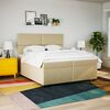 vidaXL Cama box spring con colch&oacute;n tela color crema 200x200 cm
