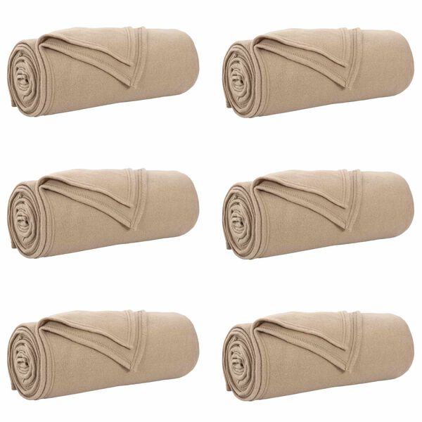 vidaXL Mantitas de Sof&aacute; 6 pcs Camel 170 x 130 cm Lana