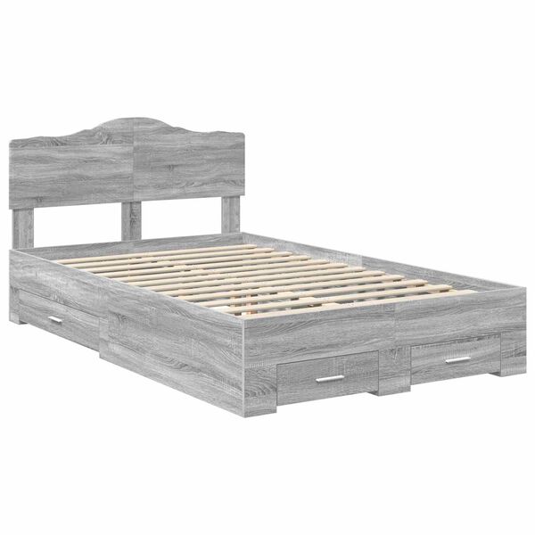 vidaXL Estructura de cama con cabecera Gris Sonoma 120 x 200 cm