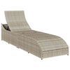 vidaXL Tumbona plegable con cojín y espacio gris claro ratán sintético