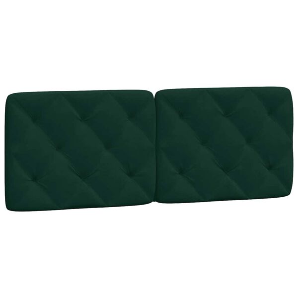 vidaXL Cabecero de cama acolchado terciopelo verde oscuro 140 cm
