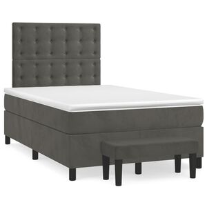 vidaXL Cama box spring con colch&oacute;n terciopelo gris oscuro 120x200 cm