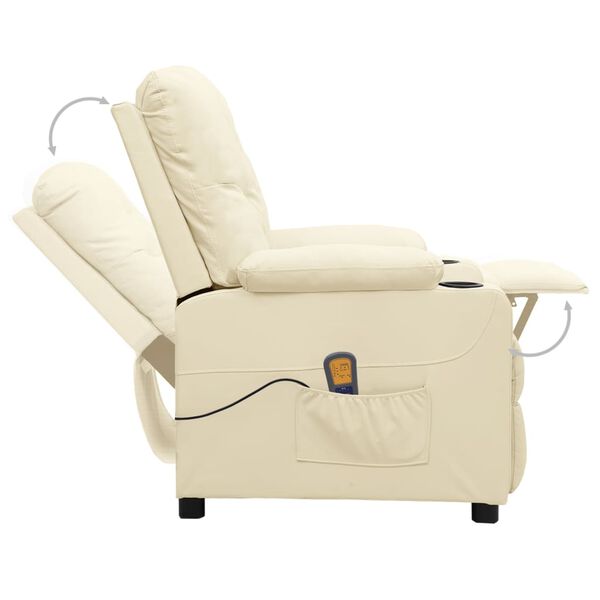 vidaXL Sill&oacute;n de masaje de cuero sint&eacute;tico crema