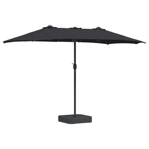 vidaXL Sombrilla de jard&iacute;n Negro 385 x 209 x 244 cm Poli&eacute;ster y Acero