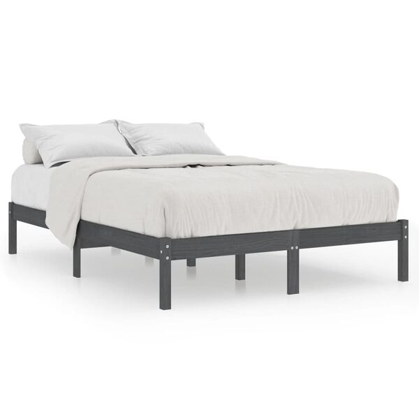 vidaXL Estructura de cama de madera maciza de pino gris 160x200 cm