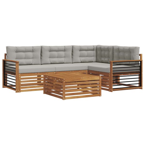 vidaXL Conjunto de sof&aacute;s de exterior 5 pcs Gris Natural y Claro