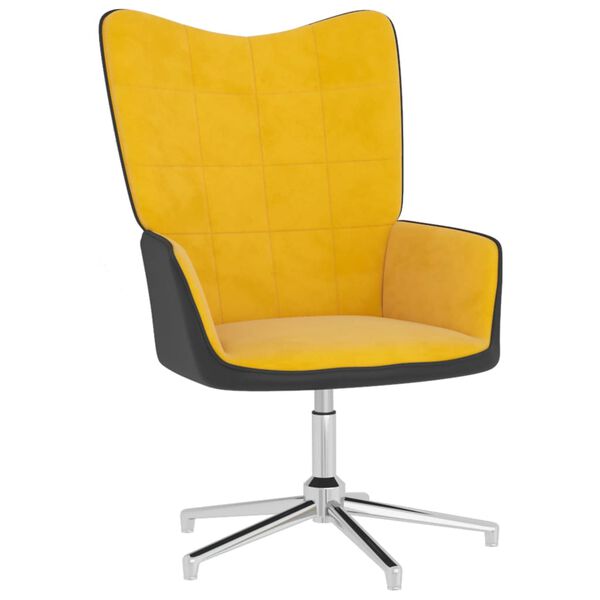vidaXL Silla de relax terciopelo y PVC amarillo mostaza