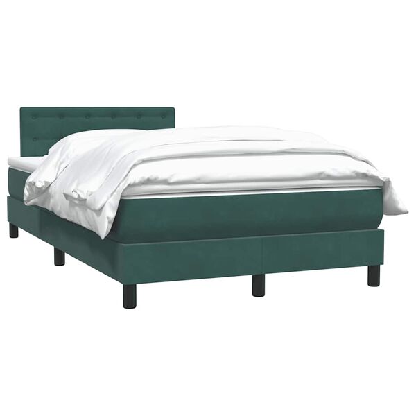 vidaXL Cama box spring con colch&oacute;n terciopelo verde oscuro 120x220 cm