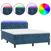 vidaXL Cama box spring colch&oacute;n y LED terciopelo azul oscuro 140x200 cm