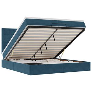 vidaXL Cama otomana con colchones y luces LED azul oscuro 200x200 cm