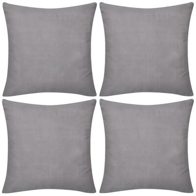 4 fundas grises para cojines de algodón, 50 x 50 cm