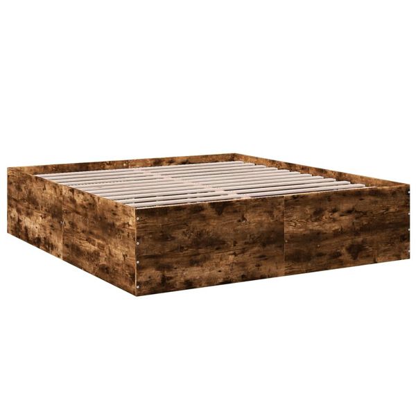 vidaXL Estructura de cama madera de ingenier&iacute;a roble ahumado 180x200cm