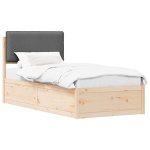 vidaXL Estructura de Cama con Cabecera Tapizada Gris oscuro