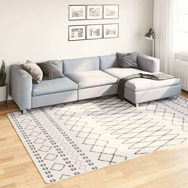 vidaXL Alfombra lavable negro y blanco 190x300 cm
