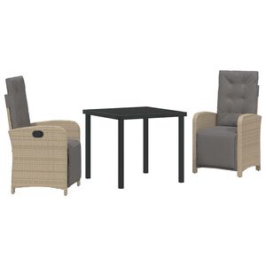 vidaXL Conjunto de Comedor de Jard&iacute;n 3 pcs Beige rat&aacute;n sint&eacute;tico