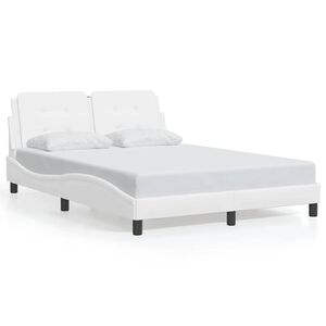 vidaXL Estructura de cama sin colch&oacute;n Zadar cuero sint&eacute;tico blanco 140x190cm