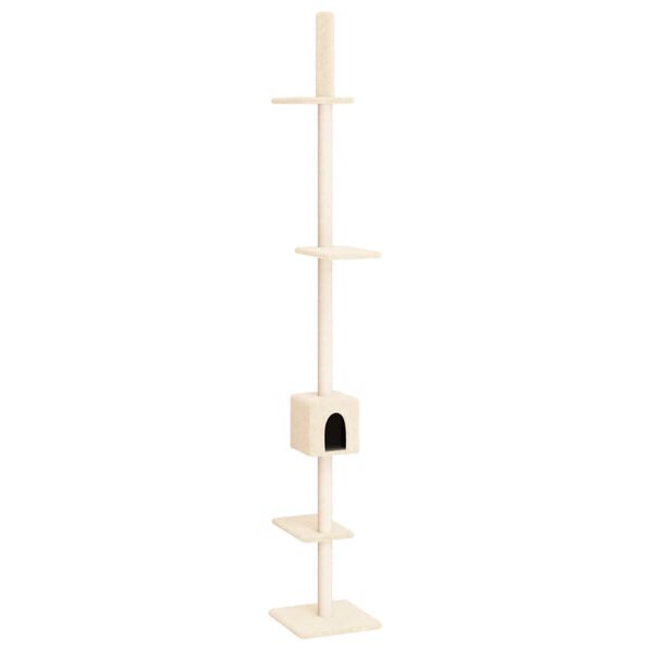 vidaXL &Aacute;rbol rascador para gatos de suelo a techo crema 250,5-276,5 cm