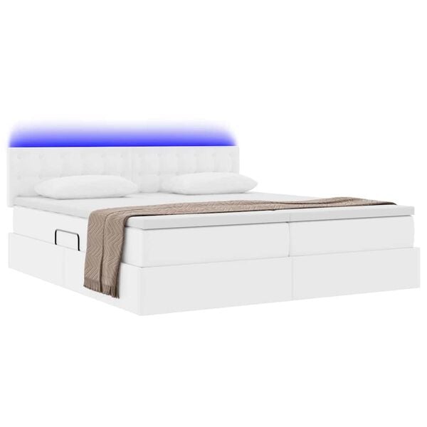 vidaXL Cama con almacenamiento y LED Puro 180 x 200 cm Cuero sint&eacute;tico