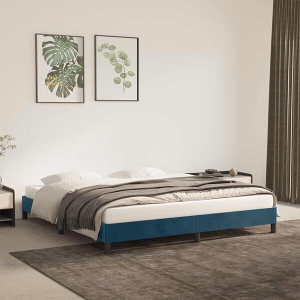 vidaXL Estructura de cama sin colch&oacute;n terciopelo azul oscuro 160x200cm