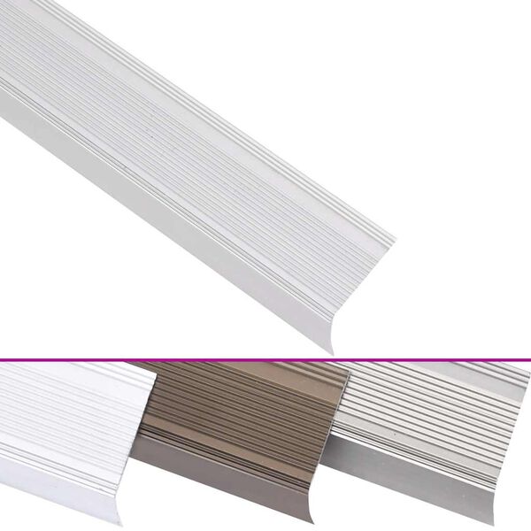 vidaXL Perfiles de pelda&ntilde;os forma de L 5 uds aluminio plata 100 cm