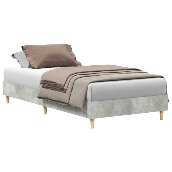 vidaXL Estructura de cama sin colchón madera gris hormigón 75x190 cm