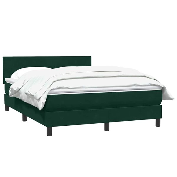 vidaXL Cama box spring con colch&oacute;n terciopelo verde oscuro 160x210 cm