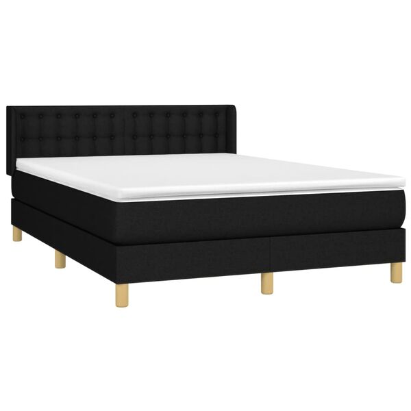 vidaXL Cama box spring con colch&oacute;n tela negro 140x200 cm