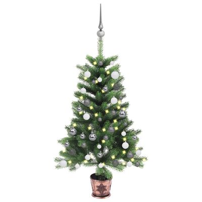 vidaXL Árbol de Navidad artificial con LED y bolas verde 65 cm