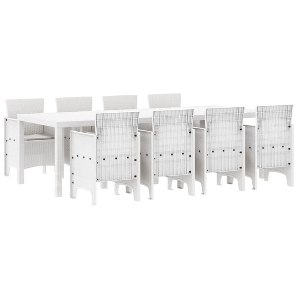 vidaXL Conjunto de Comedor de Jard&iacute;n 9 pcs Blanco Polipropileno