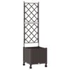 vidaXL Jardinera con enrejado y ruedas Marr&oacute;n 40 x 40 x 149 cm PP