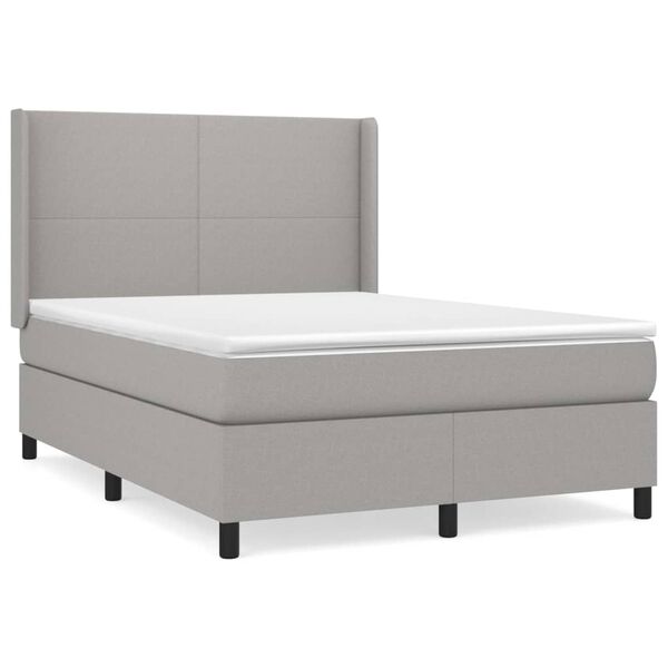vidaXL Cama box spring con colch&oacute;n tela gris claro 140x200 cm