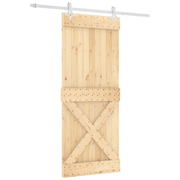 vidaXL Puerta corredera con herrajes madera maciza de pino 85x210 cm